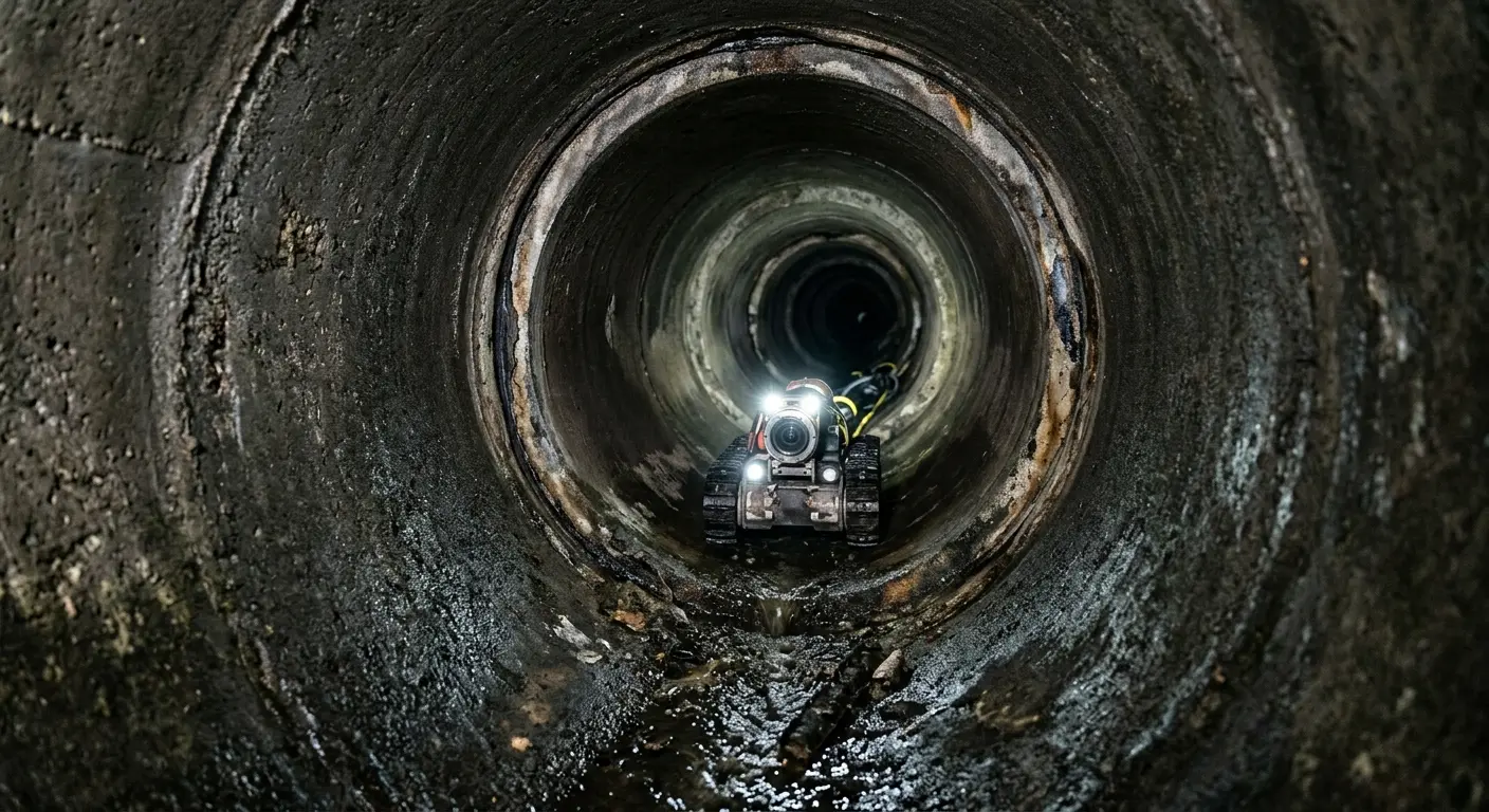 Robotic sewer camera inspecting pipe interior for Sewer Line Repair in Litchfield Beach